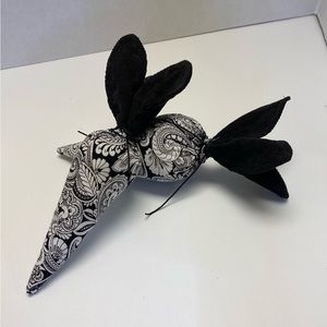 Fabric handmade carrot decor black and white paisley floral